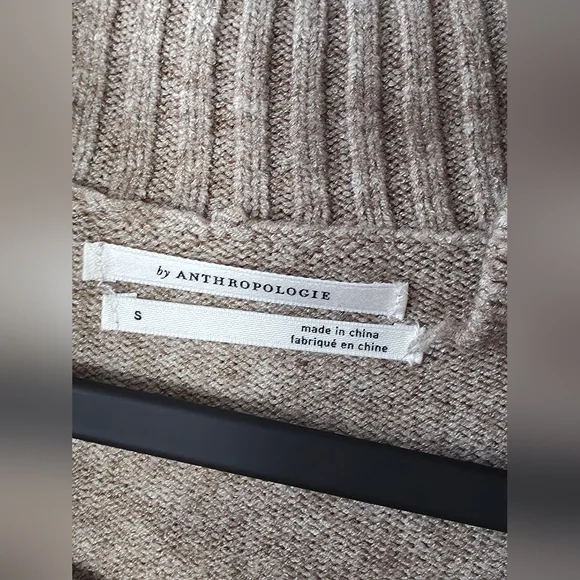 Anthro Margarita Button Mock Tunic Oatmeal Sweater Light Academia Coquette Boho - Picture 2 of 10